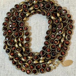 SWAY  Tiger Eye Antique Brass Beaded Wrap Necklace or Bracelet